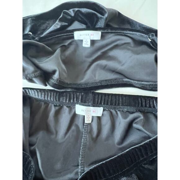 Better Be Lounge Set Women’s Size Medium Black Crop Top Shorts Sleep Set 2 Pc - Picture 3 of 6